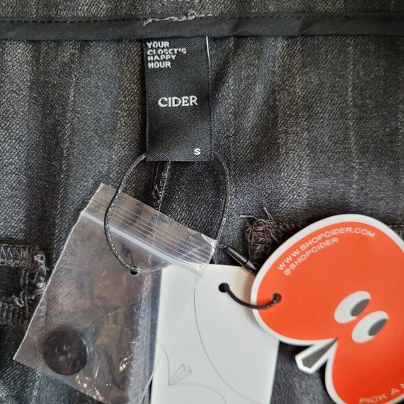 Cider Fold Over High Rise Wide Leg Striped Trousers / Pants with Pockets - Picture 10 of 11